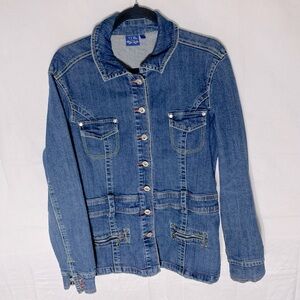 Vintage Y2Blue Med Wash Blue Denim Chore Coat Jean Jacket L